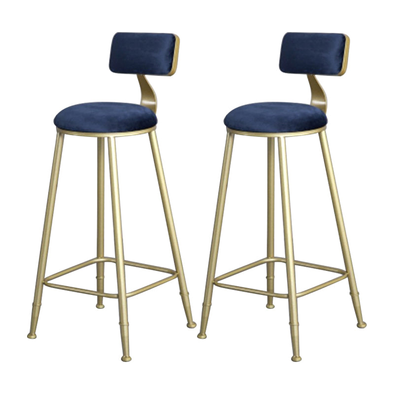 Glam Metal Upholstered Barstool Bristol Bar Stool with Iron Legs and Low Back,Cushion Blue 2 Piece Set Clearhalo 'Bar Furniture' 'Bar Stools' 'bar_stools' 'furn' 'furn_bar_stools' 'furniture_bar_stools' 'Kitchen & Dining Furniture' 'kitchen&dining_furn' 'kitchen' 'kitchen_furn' Furniture' 4372219