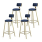 Glam Metal Upholstered Barstool Bristol Bar Stool with Iron Legs and Low Back,Cushion Blue 4 Piece Set Clearhalo 'Bar Furniture' 'Bar Stools' 'bar_stools' 'furn' 'furn_bar_stools' 'furniture_bar_stools' 'Kitchen & Dining Furniture' 'kitchen&dining_furn' 'kitchen' 'kitchen_furn' Furniture' 4372220