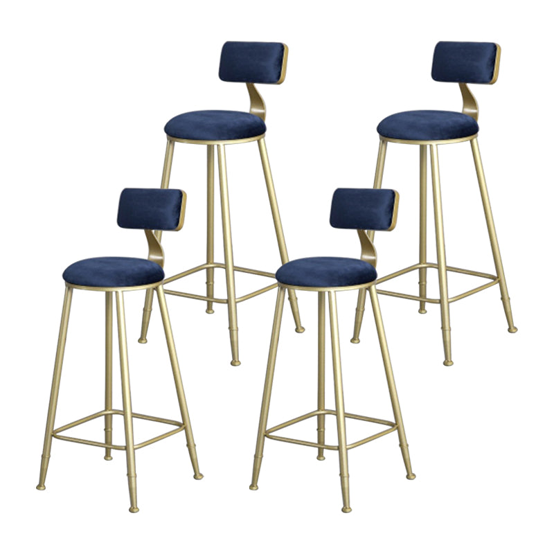 Glam Metal Upholstered Barstool Bristol Bar Stool with Iron Legs and Low Back,Cushion Blue 4 Piece Set Clearhalo 'Bar Furniture' 'Bar Stools' 'bar_stools' 'furn' 'furn_bar_stools' 'furniture_bar_stools' 'Kitchen & Dining Furniture' 'kitchen&dining_furn' 'kitchen' 'kitchen_furn' Furniture' 4372220