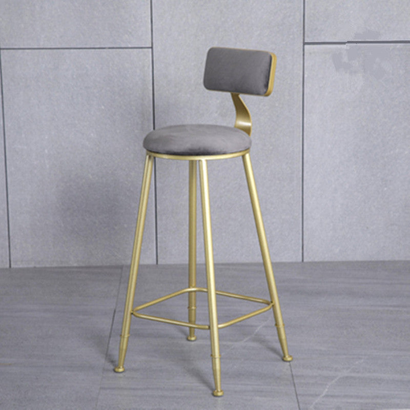 Glam Metal Upholstered Barstool Bristol Bar Stool with Iron Legs and Low Back,Cushion Gray 1 Piece Clearhalo 'Bar Furniture' 'Bar Stools' 'bar_stools' 'furn' 'furn_bar_stools' 'furniture_bar_stools' 'Kitchen & Dining Furniture' 'kitchen&dining_furn' 'kitchen' 'kitchen_furn' Furniture' 4372222