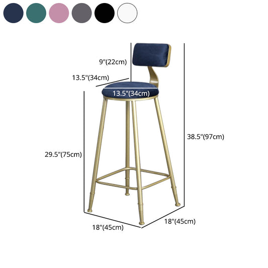 Glam Metal Upholstered Barstool Bristol Bar Stool with Iron Legs and Low Back,Cushion Clearhalo 'Bar Furniture' 'Bar Stools' 'bar_stools' 'furn' 'furn_bar_stools' 'furniture_bar_stools' 'Kitchen & Dining Furniture' 'kitchen&dining_furn' 'kitchen' 'kitchen_furn' Furniture' 4372224