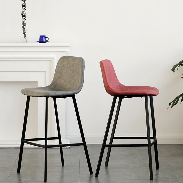 Contemporary Mental Leather Bar Stools Indoor Barstool with Iron Legs and Low Back Clearhalo 'Bar Furniture' 'Bar Stools' 'bar_stools' 'furn' 'furn_bar_stools' 'furniture_bar_stools' 'Kitchen & Dining Furniture' 'kitchen&dining_furn' 'kitchen' 'kitchen_furn' Furniture' 4372227