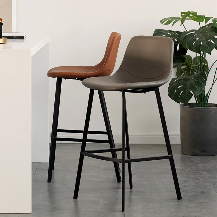 Contemporary Mental Leather Bar Stools Indoor Barstool with Iron Legs and Low Back Clearhalo 'Bar Furniture' 'Bar Stools' 'bar_stools' 'furn' 'furn_bar_stools' 'furniture_bar_stools' 'Kitchen & Dining Furniture' 'kitchen&dining_furn' 'kitchen' 'kitchen_furn' Furniture' 4372230