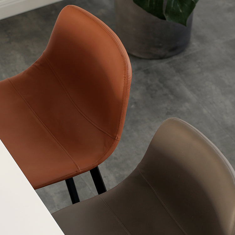Contemporary Mental Leather Bar Stools Indoor Barstool with Iron Legs and Low Back Clearhalo 'Bar Furniture' 'Bar Stools' 'bar_stools' 'furn' 'furn_bar_stools' 'furniture_bar_stools' 'Kitchen & Dining Furniture' 'kitchen&dining_furn' 'kitchen' 'kitchen_furn' Furniture' 4372232