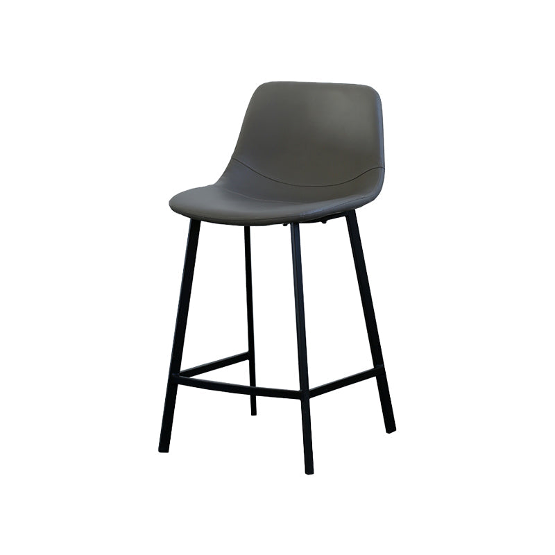 Contemporary Mental Leather Bar Stools Indoor Barstool with Iron Legs and Low Back Silver Gray 1 Piece Clearhalo 'Bar Furniture' 'Bar Stools' 'bar_stools' 'furn' 'furn_bar_stools' 'furniture_bar_stools' 'Kitchen & Dining Furniture' 'kitchen&dining_furn' 'kitchen' 'kitchen_furn' Furniture' 4372233