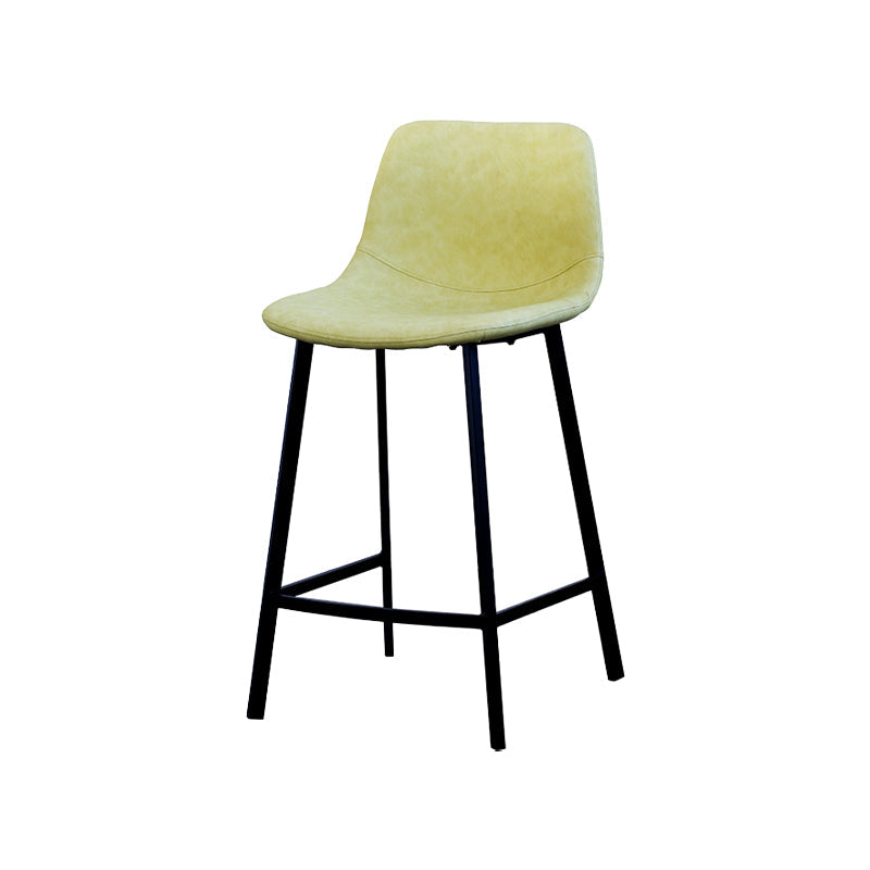 Contemporary Mental Leather Bar Stools Indoor Barstool with Iron Legs and Low Back Lemon Yellow 1 Piece Bar Stool(30"H) Clearhalo 'Bar Furniture' 'Bar Stools' 'bar_stools' 'furn' 'furn_bar_stools' 'furniture_bar_stools' 'Kitchen & Dining Furniture' 'kitchen&dining_furn' 'kitchen' 'kitchen_furn' Furniture' 4372237