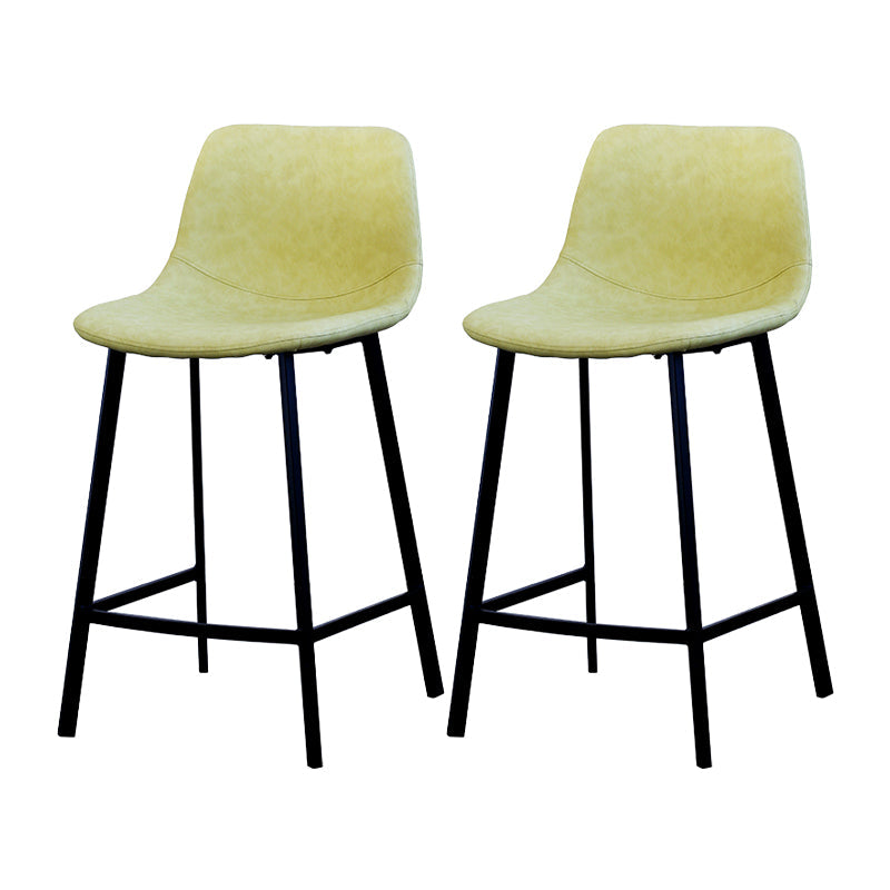 Contemporary Mental Leather Bar Stools Indoor Barstool with Iron Legs and Low Back Lemon Yellow 2 Piece Set Bar Stool(30"H) Clearhalo 'Bar Furniture' 'Bar Stools' 'bar_stools' 'furn' 'furn_bar_stools' 'furniture_bar_stools' 'Kitchen & Dining Furniture' 'kitchen&dining_furn' 'kitchen' 'kitchen_furn' Furniture' 4372239