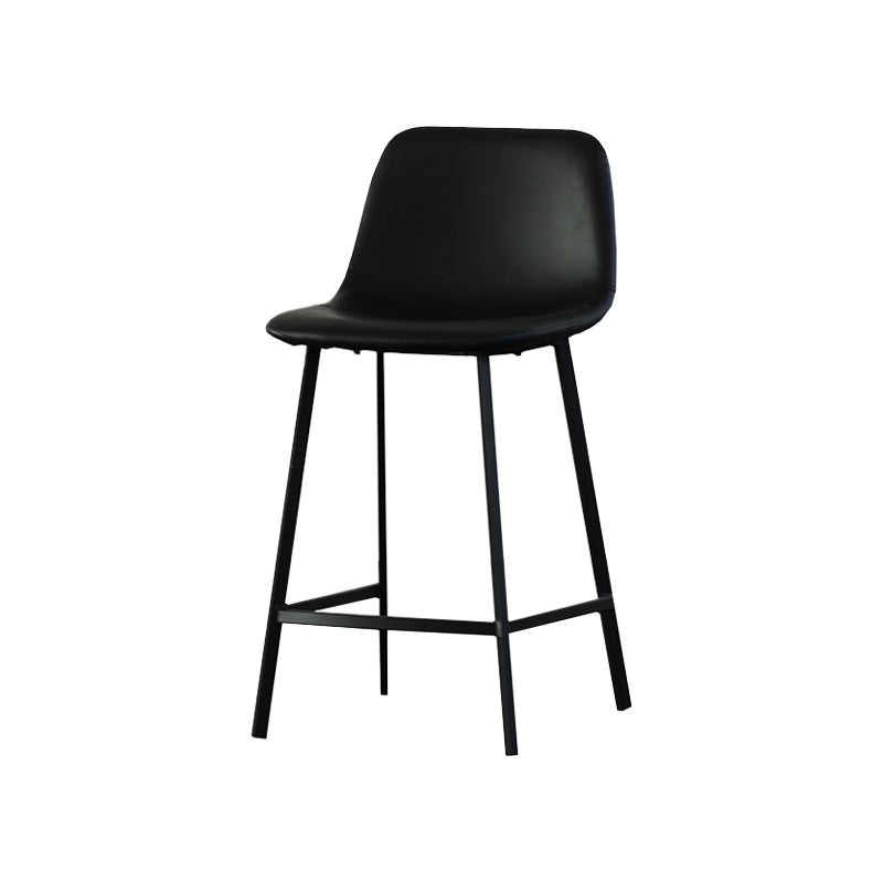 Contemporary Mental Leather Bar Stools Indoor Barstool with Iron Legs and Low Back Black 1 Piece Clearhalo 'Bar Furniture' 'Bar Stools' 'bar_stools' 'furn' 'furn_bar_stools' 'furniture_bar_stools' 'Kitchen & Dining Furniture' 'kitchen&dining_furn' 'kitchen' 'kitchen_furn' Furniture' 4372244