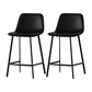 Contemporary Mental Leather Bar Stools Indoor Barstool with Iron Legs and Low Back Black 2 Piece Set Clearhalo 'Bar Furniture' 'Bar Stools' 'bar_stools' 'furn' 'furn_bar_stools' 'furniture_bar_stools' 'Kitchen & Dining Furniture' 'kitchen&dining_furn' 'kitchen' 'kitchen_furn' Furniture' 4372245