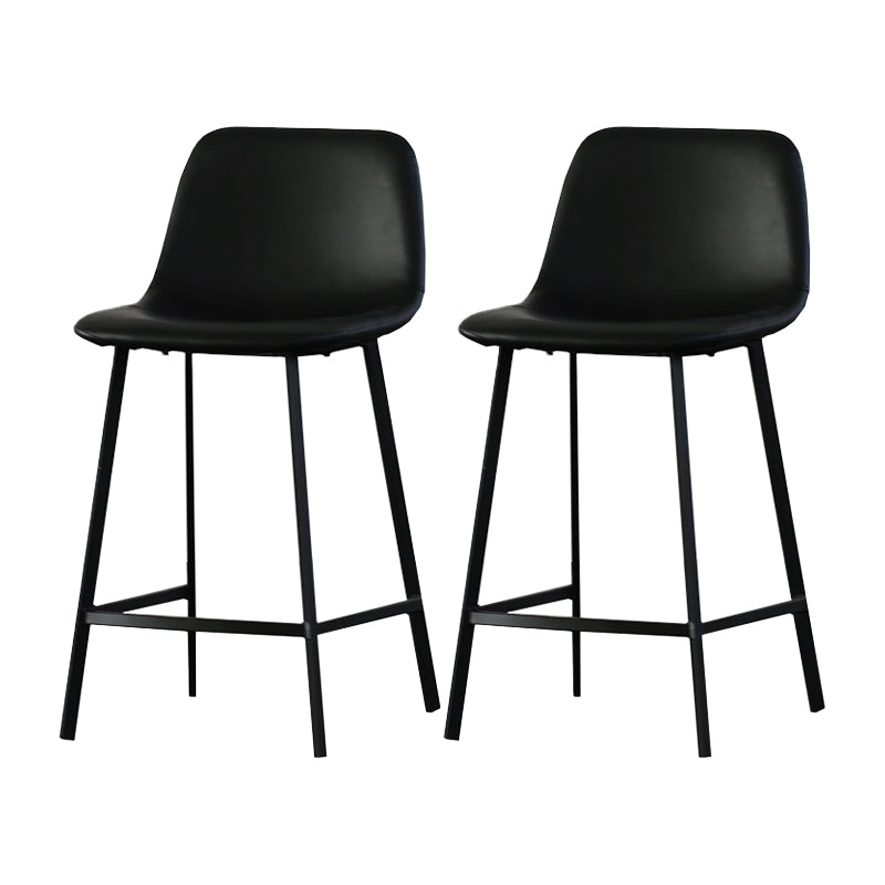 Contemporary Mental Leather Bar Stools Indoor Barstool with Iron Legs and Low Back Black 2 Piece Set Clearhalo 'Bar Furniture' 'Bar Stools' 'bar_stools' 'furn' 'furn_bar_stools' 'furniture_bar_stools' 'Kitchen & Dining Furniture' 'kitchen&dining_furn' 'kitchen' 'kitchen_furn' Furniture' 4372245
