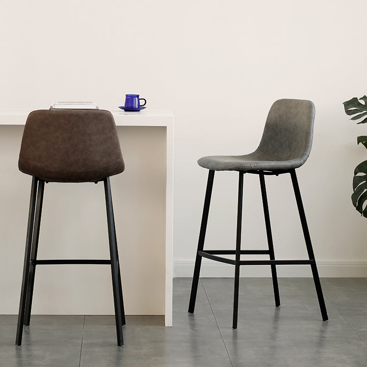 Contemporary Mental Leather Bar Stools Indoor Barstool with Iron Legs and Low Back Clearhalo 'Bar Furniture' 'Bar Stools' 'bar_stools' 'furn' 'furn_bar_stools' 'furniture_bar_stools' 'Kitchen & Dining Furniture' 'kitchen&dining_furn' 'kitchen' 'kitchen_furn' Furniture' 4372247