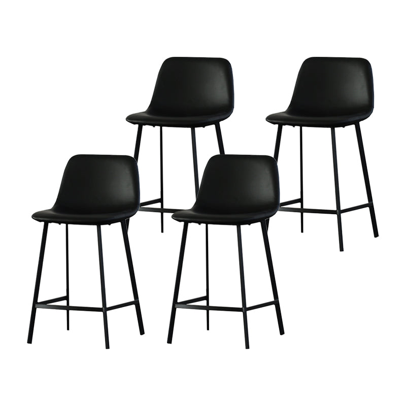 Contemporary Mental Leather Bar Stools Indoor Barstool with Iron Legs and Low Back Black 4 Piece Set Clearhalo 'Bar Furniture' 'Bar Stools' 'bar_stools' 'furn' 'furn_bar_stools' 'furniture_bar_stools' 'Kitchen & Dining Furniture' 'kitchen&dining_furn' 'kitchen' 'kitchen_furn' Furniture' 4372248