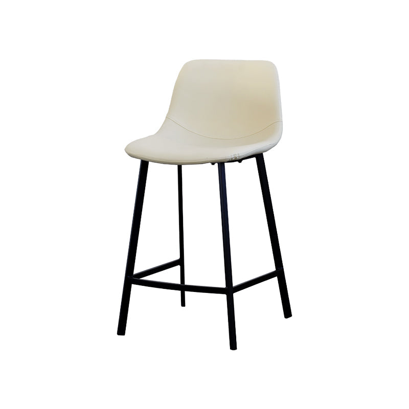 Contemporary Mental Leather Bar Stools Indoor Barstool with Iron Legs and Low Back Ivory 1 Piece Clearhalo 'Bar Furniture' 'Bar Stools' 'bar_stools' 'furn' 'furn_bar_stools' 'furniture_bar_stools' 'Kitchen & Dining Furniture' 'kitchen&dining_furn' 'kitchen' 'kitchen_furn' Furniture' 4372250