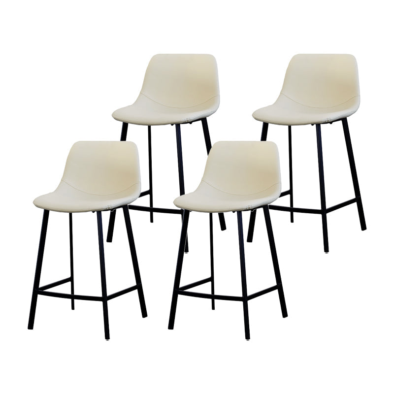 Contemporary Mental Leather Bar Stools Indoor Barstool with Iron Legs and Low Back Ivory 4 Piece Set Clearhalo 'Bar Furniture' 'Bar Stools' 'bar_stools' 'furn' 'furn_bar_stools' 'furniture_bar_stools' 'Kitchen & Dining Furniture' 'kitchen&dining_furn' 'kitchen' 'kitchen_furn' Furniture' 4372252