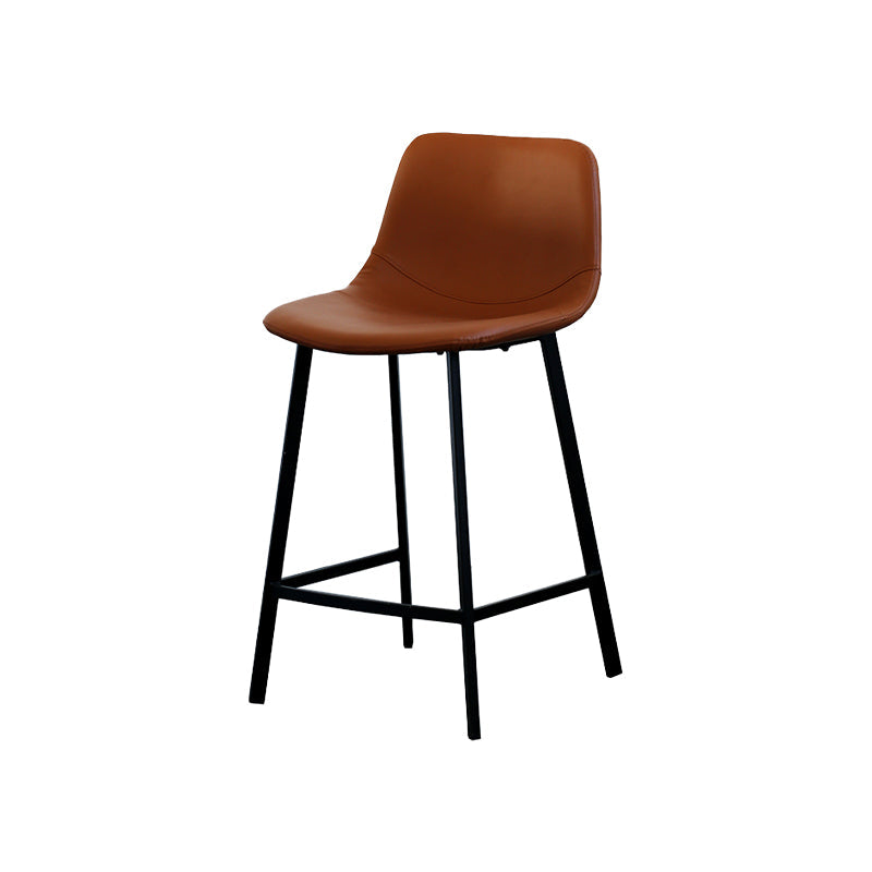 Contemporary Mental Leather Bar Stools Indoor Barstool with Iron Legs and Low Back Maroon 1 Piece Clearhalo 'Bar Furniture' 'Bar Stools' 'bar_stools' 'furn' 'furn_bar_stools' 'furniture_bar_stools' 'Kitchen & Dining Furniture' 'kitchen&dining_furn' 'kitchen' 'kitchen_furn' Furniture' 4372253