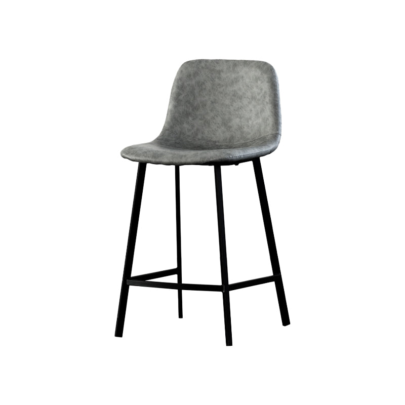 Contemporary Mental Leather Bar Stools Indoor Barstool with Iron Legs and Low Back Grey 1 Piece Clearhalo 'Bar Furniture' 'Bar Stools' 'bar_stools' 'furn' 'furn_bar_stools' 'furniture_bar_stools' 'Kitchen & Dining Furniture' 'kitchen&dining_furn' 'kitchen' 'kitchen_furn' Furniture' 4372256