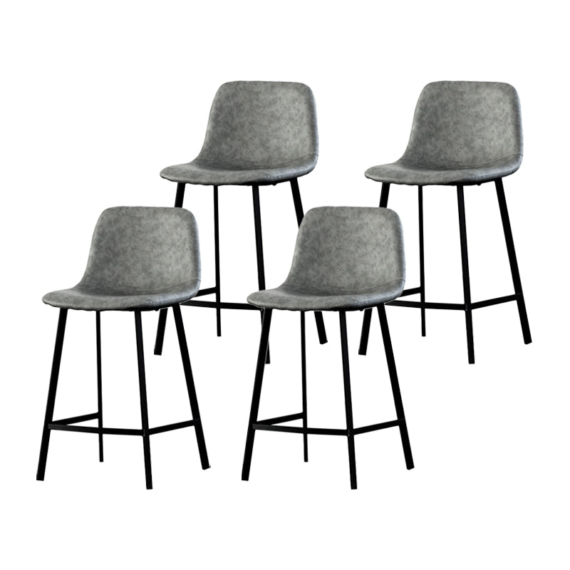 Contemporary Mental Leather Bar Stools Indoor Barstool with Iron Legs and Low Back Grey 4 Piece Set Clearhalo 'Bar Furniture' 'Bar Stools' 'bar_stools' 'furn' 'furn_bar_stools' 'furniture_bar_stools' 'Kitchen & Dining Furniture' 'kitchen&dining_furn' 'kitchen' 'kitchen_furn' Furniture' 4372258