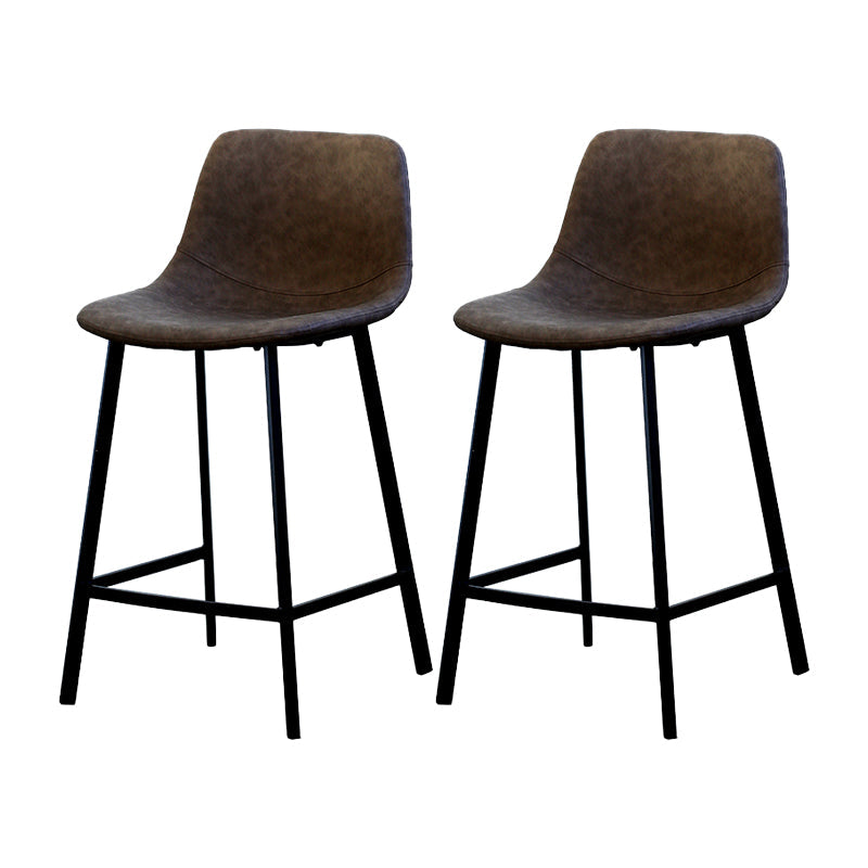 Contemporary Mental Leather Bar Stools Indoor Barstool with Iron Legs and Low Back Burgundy 2 Piece Set Clearhalo 'Bar Furniture' 'Bar Stools' 'bar_stools' 'furn' 'furn_bar_stools' 'furniture_bar_stools' 'Kitchen & Dining Furniture' 'kitchen&dining_furn' 'kitchen' 'kitchen_furn' Furniture' 4372260