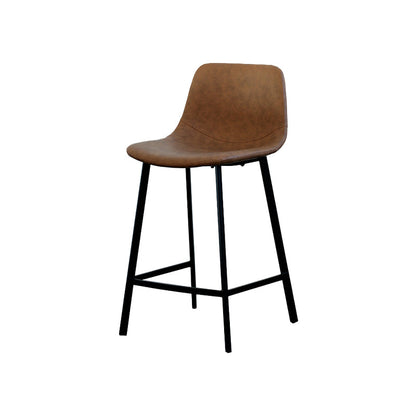 Contemporary Mental Leather Bar Stools Indoor Barstool with Iron Legs and Low Back Brown 1 Piece Clearhalo 'Bar Furniture' 'Bar Stools' 'bar_stools' 'furn' 'furn_bar_stools' 'furniture_bar_stools' 'Kitchen & Dining Furniture' 'kitchen&dining_furn' 'kitchen' 'kitchen_furn' Furniture' 4372262