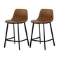Contemporary Mental Leather Bar Stools Indoor Barstool with Iron Legs and Low Back Brown 2 Piece Set Clearhalo 'Bar Furniture' 'Bar Stools' 'bar_stools' 'furn' 'furn_bar_stools' 'furniture_bar_stools' 'Kitchen & Dining Furniture' 'kitchen&dining_furn' 'kitchen' 'kitchen_furn' Furniture' 4372263