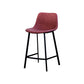 Contemporary Mental Leather Bar Stools Indoor Barstool with Iron Legs and Low Back Rose Red 1 Piece Clearhalo 'Bar Furniture' 'Bar Stools' 'bar_stools' 'furn' 'furn_bar_stools' 'furniture_bar_stools' 'Kitchen & Dining Furniture' 'kitchen&dining_furn' 'kitchen' 'kitchen_furn' Furniture' 4372265