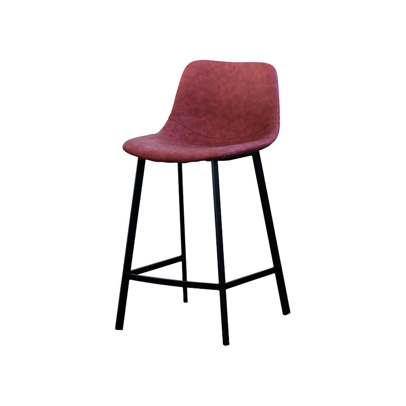 Contemporary Mental Leather Bar Stools Indoor Barstool with Iron Legs and Low Back Rose Red 1 Piece Clearhalo 'Bar Furniture' 'Bar Stools' 'bar_stools' 'furn' 'furn_bar_stools' 'furniture_bar_stools' 'Kitchen & Dining Furniture' 'kitchen&dining_furn' 'kitchen' 'kitchen_furn' Furniture' 4372265