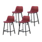 Contemporary Mental Leather Bar Stools Indoor Barstool with Iron Legs and Low Back Rose Red 4 Piece Set Clearhalo 'Bar Furniture' 'Bar Stools' 'bar_stools' 'furn' 'furn_bar_stools' 'furniture_bar_stools' 'Kitchen & Dining Furniture' 'kitchen&dining_furn' 'kitchen' 'kitchen_furn' Furniture' 4372267