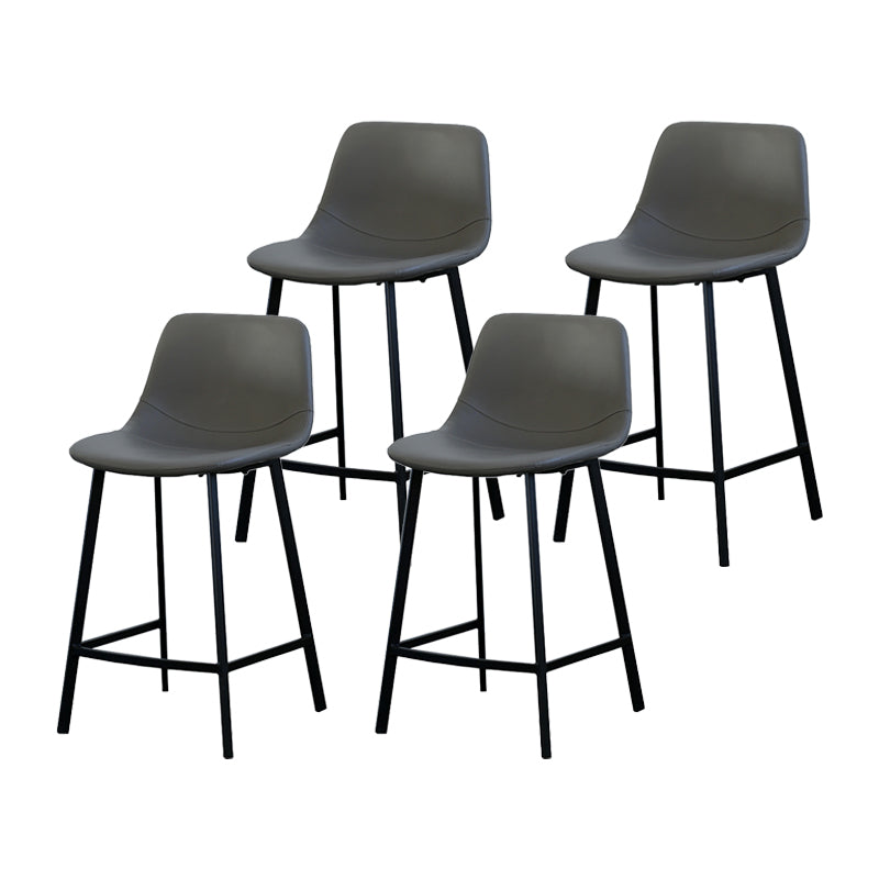 Contemporary Mental Leather Bar Stools Indoor Barstool with Iron Legs and Low Back Silver Gray 4 Piece Set Clearhalo 'Bar Furniture' 'Bar Stools' 'bar_stools' 'furn' 'furn_bar_stools' 'furniture_bar_stools' 'Kitchen & Dining Furniture' 'kitchen&dining_furn' 'kitchen' 'kitchen_furn' Furniture' 4372269