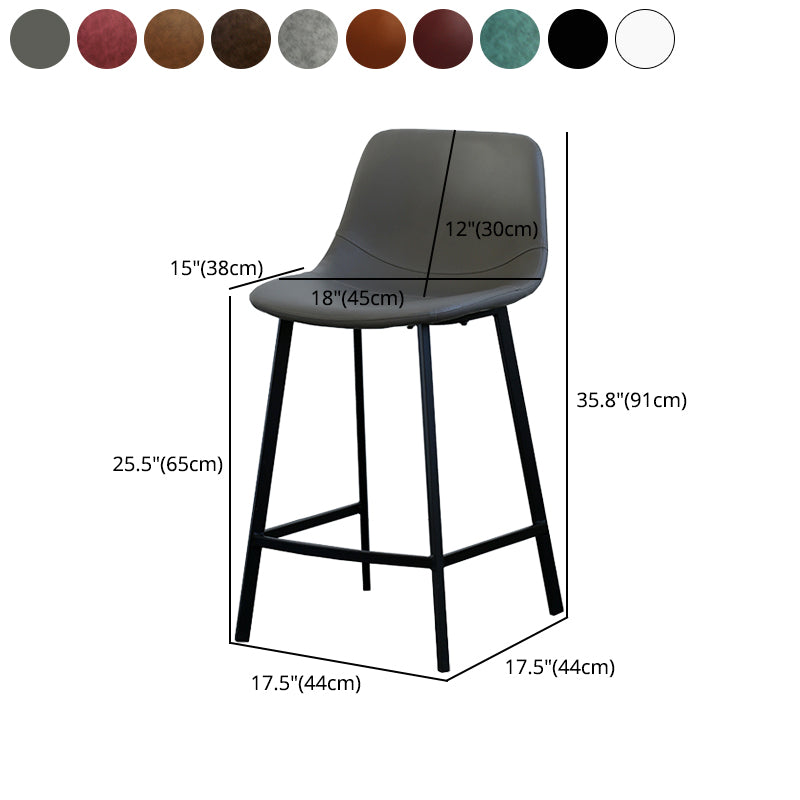 Contemporary Mental Leather Bar Stools Indoor Barstool with Iron Legs and Low Back Clearhalo 'Bar Furniture' 'Bar Stools' 'bar_stools' 'furn' 'furn_bar_stools' 'furniture_bar_stools' 'Kitchen & Dining Furniture' 'kitchen&dining_furn' 'kitchen' 'kitchen_furn' Furniture' 4372270