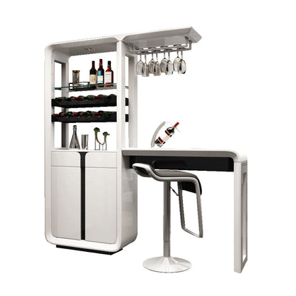 Glam White Laminate Bar Table 39.3"H Bistro Table with Wine Glass Holders, Only Table 47.2"L x 15.7"W x 39.4"H Without Chairs Clearhalo 'Bar Furniture' 'Bar Tables' 'bar_tables' 'furn' 'furn_bar_tables' 'Furniture' 'furniture_bar_tables' 'Kitchen & Dining Furniture' 'kitchen&dining_furn' 'kitchen' 4372304