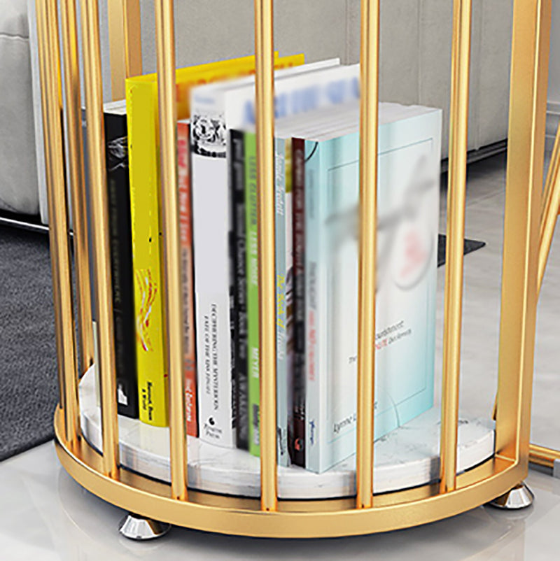 Glam White Faux Marble Pub Bar Table Indoor Double Pedestal Bar Dining Table with 2-Shelf Clearhalo 'Bar Furniture' 'Bar Tables' 'bar_tables' 'furn' 'furn_bar_tables' 'Furniture' 'furniture_bar_tables' 'Kitchen & Dining Furniture' 'kitchen&dining_furn' 'kitchen' 4372319