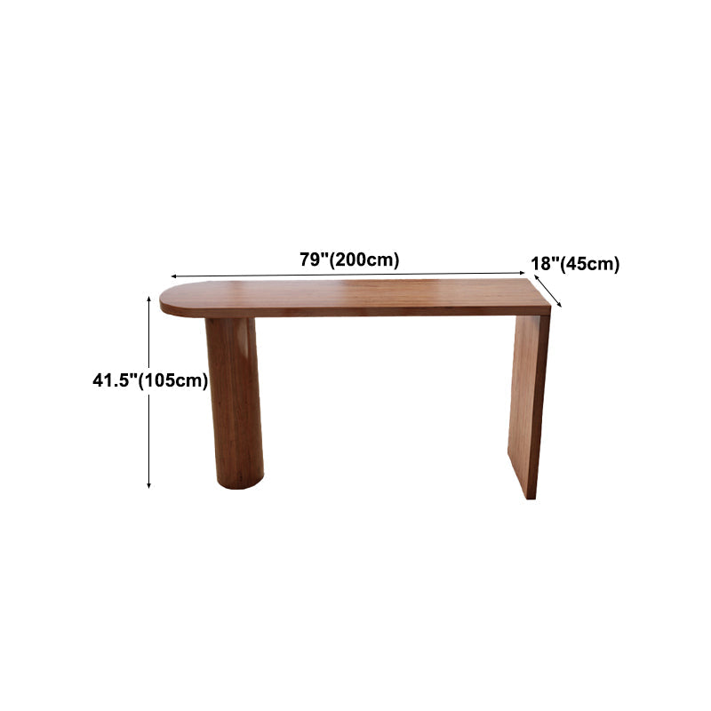 Industrial Style Bar Table Wood Top Cylindrical Legs Pub Table for Dining Room Clearhalo 'Bar Furniture' 'Bar Tables' 'bar_tables' 'furn' 'furn_bar_tables' 'Furniture' 'furniture_bar_tables' 'Kitchen & Dining Furniture' 'kitchen&dining_furn' 'kitchen' 4372362