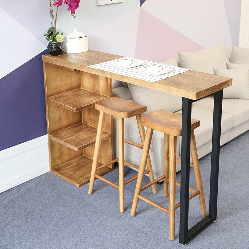 Industrial Style Bar Table Original Wood Top 42-inch Height Pub Table for Dining Room 59.1"L x 17.7"W x 41.3"H Without Chairs Clearhalo 'Bar Furniture' 'Bar Tables' 'bar_tables' 'furn' 'furn_bar_tables' 'Furniture' 'furniture_bar_tables' 'Kitchen & Dining Furniture' 'kitchen&dining_furn' 'kitchen' 4372363