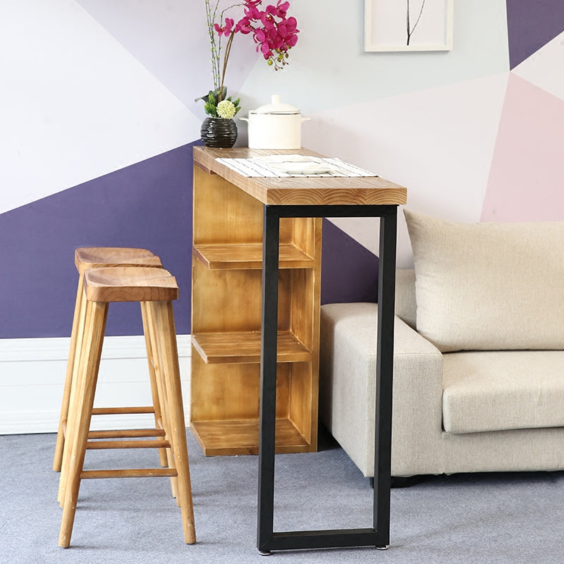 Industrial Style Bar Table Original Wood Top 42-inch Height Pub Table for Dining Room Clearhalo 'Bar Furniture' 'Bar Tables' 'bar_tables' 'furn' 'furn_bar_tables' 'Furniture' 'furniture_bar_tables' 'Kitchen & Dining Furniture' 'kitchen&dining_furn' 'kitchen' 4372366