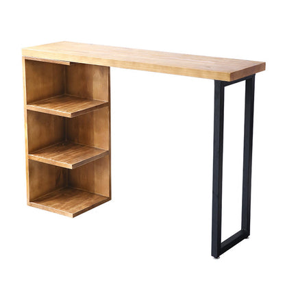 Industrial Style Bar Table Original Wood Top 42-inch Height Pub Table for Dining Room 39.4"L x 17.7"W x 41.3"H Without Chairs Clearhalo 'Bar Furniture' 'Bar Tables' 'bar_tables' 'furn' 'furn_bar_tables' 'Furniture' 'furniture_bar_tables' 'Kitchen & Dining Furniture' 'kitchen&dining_furn' 'kitchen' 4372367