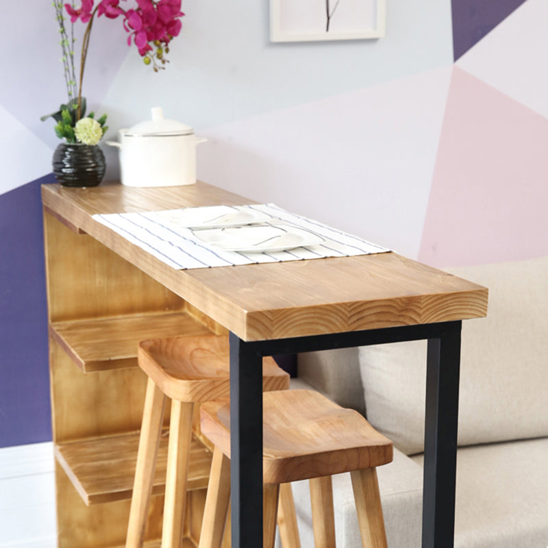 Industrial Style Bar Table Original Wood Top 42-inch Height Pub Table for Dining Room Clearhalo 'Bar Furniture' 'Bar Tables' 'bar_tables' 'furn' 'furn_bar_tables' 'Furniture' 'furniture_bar_tables' 'Kitchen & Dining Furniture' 'kitchen&dining_furn' 'kitchen' 4372370