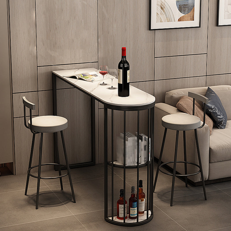 Industrial Style Bar Table Artificial Stone Top 42-inch Height Pub Table for Living Room 55.1"L x 15.7"W x 41.3"H Without Chairs Clearhalo 'Bar Furniture' 'Bar Tables' 'bar_tables' 'furn' 'furn_bar_tables' 'Furniture' 'furniture_bar_tables' 'Kitchen & Dining Furniture' 'kitchen&dining_furn' 'kitchen' 4372379