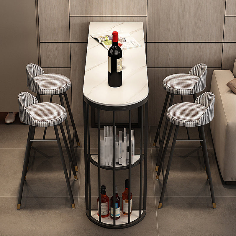 Industrial Style Bar Table Artificial Stone Top 42-inch Height Pub Table for Living Room 51.2"L x 15.7"W x 41.3"H Without Chairs Clearhalo 'Bar Furniture' 'Bar Tables' 'bar_tables' 'furn' 'furn_bar_tables' 'Furniture' 'furniture_bar_tables' 'Kitchen & Dining Furniture' 'kitchen&dining_furn' 'kitchen' 4372380