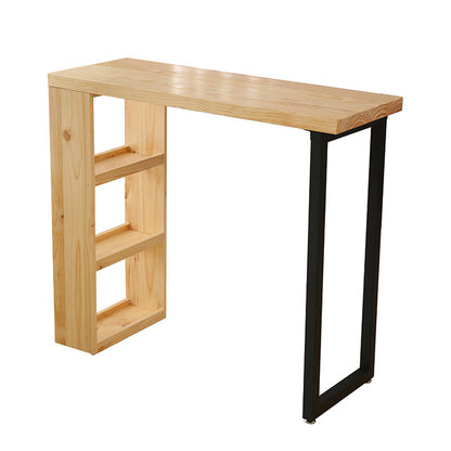 Rectangle Wood Top Counter Table Metal Black Legs Industrial Bar Table Without Chairs Clearhalo 'Bar Furniture' 'Bar Tables' 'bar_tables' 'furn' 'furn_bar_tables' 'Furniture' 'furniture_bar_tables' 'Kitchen & Dining Furniture' 'kitchen&dining_furn' 'kitchen' 4372392