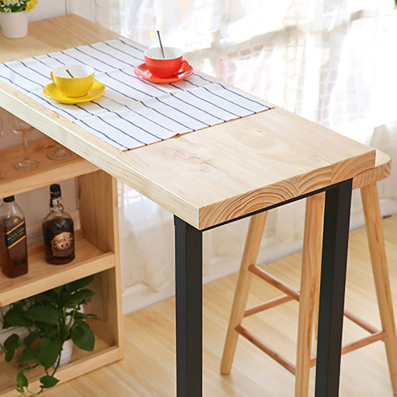 Rectangle Wood Top Counter Table Metal Black Legs Industrial Bar Table Clearhalo 'Bar Furniture' 'Bar Tables' 'bar_tables' 'furn' 'furn_bar_tables' 'Furniture' 'furniture_bar_tables' 'Kitchen & Dining Furniture' 'kitchen&dining_furn' 'kitchen' 4372393