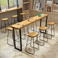 Industrial Style Bar Table 42-inch Height Original Wood Metal Base Bistro Table 86.6"L x 15.7"W x 41.3"H Without Chairs Clearhalo 'Bar Furniture' 'Bar Tables' 'bar_tables' 'furn' 'furn_bar_tables' 'Furniture' 'furniture_bar_tables' 'Kitchen & Dining Furniture' 'kitchen&dining_furn' 'kitchen' 4372405