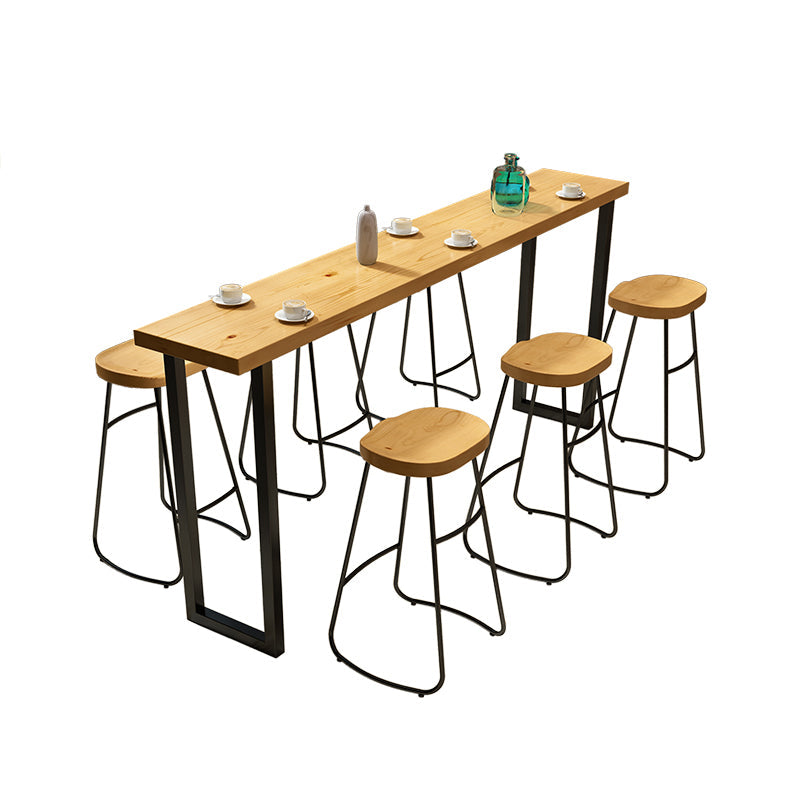 Industrial Style Bar Table 42-inch Height Original Wood Metal Base Bistro Table Clearhalo 'Bar Furniture' 'Bar Tables' 'bar_tables' 'furn' 'furn_bar_tables' 'Furniture' 'furniture_bar_tables' 'Kitchen & Dining Furniture' 'kitchen&dining_furn' 'kitchen' 4372409