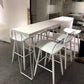 Industrial Style Bar Table 42-inch Height White Wood Top Metal Base Bistro Table 86.6"L x 15.7"W x 41.3"H Without Chairs Clearhalo 'Bar Furniture' 'Bar Tables' 'bar_tables' 'furn' 'furn_bar_tables' 'Furniture' 'furniture_bar_tables' 'Kitchen & Dining Furniture' 'kitchen&dining_furn' 'kitchen' 4372423