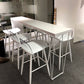 Industrial Style Bar Table 42-inch Height White Wood Top Metal Base Bistro Table 94.5"L x 15.7"W x 41.3"H Without Chairs Clearhalo 'Bar Furniture' 'Bar Tables' 'bar_tables' 'furn' 'furn_bar_tables' 'Furniture' 'furniture_bar_tables' 'Kitchen & Dining Furniture' 'kitchen&dining_furn' 'kitchen' 4372425
