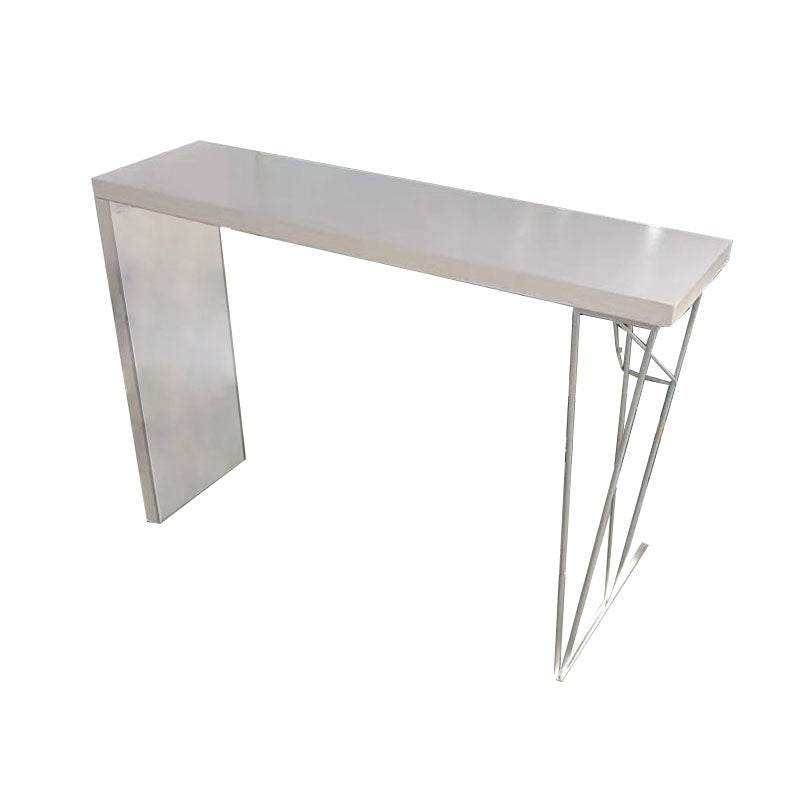 Industrial Style Bar Table 42-inch Height White Wood Top Metal Base Bistro Table Without Chairs Clearhalo 'Bar Furniture' 'Bar Tables' 'bar_tables' 'furn' 'furn_bar_tables' 'Furniture' 'furniture_bar_tables' 'Kitchen & Dining Furniture' 'kitchen&dining_furn' 'kitchen' 4372426