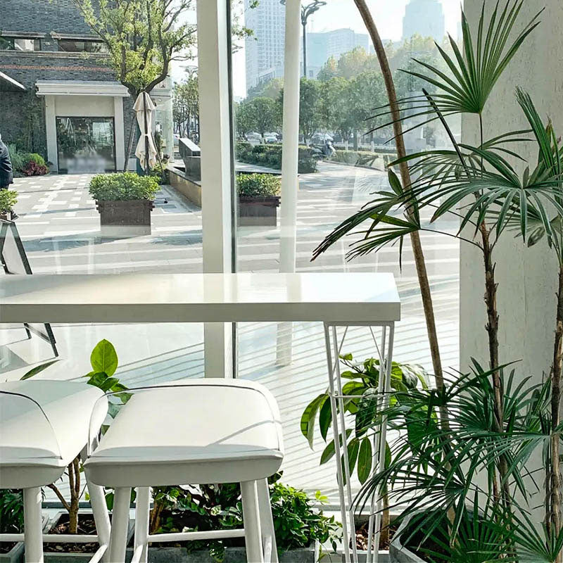 Industrial Style Bar Table 42-inch Height White Wood Top Metal Base Bistro Table Clearhalo 'Bar Furniture' 'Bar Tables' 'bar_tables' 'furn' 'furn_bar_tables' 'Furniture' 'furniture_bar_tables' 'Kitchen & Dining Furniture' 'kitchen&dining_furn' 'kitchen' 4372430