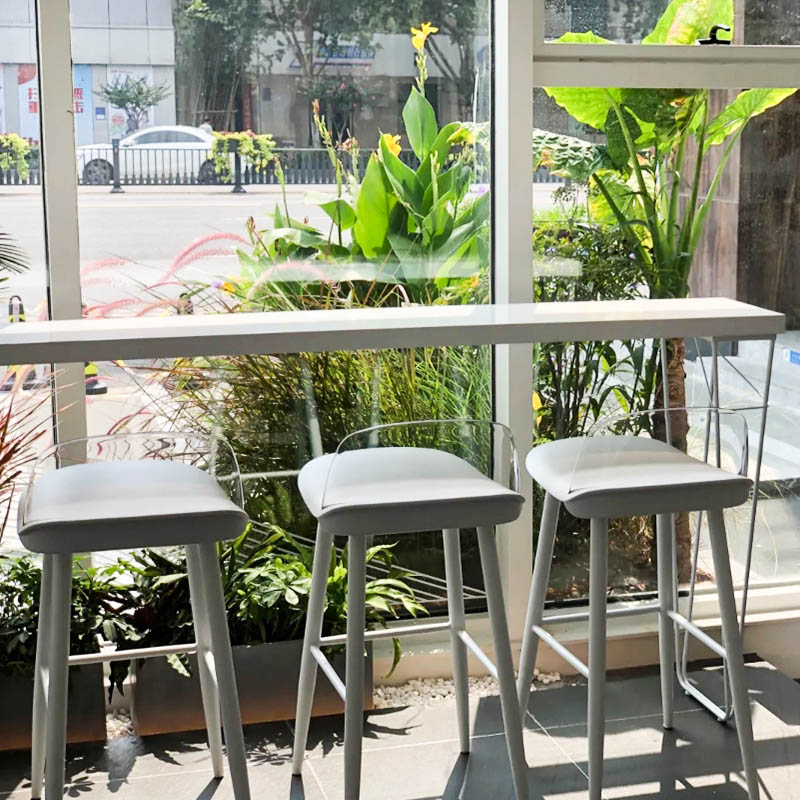 Industrial Style Bar Table 42-inch Height White Wood Top Metal Base Bistro Table Clearhalo 'Bar Furniture' 'Bar Tables' 'bar_tables' 'furn' 'furn_bar_tables' 'Furniture' 'furniture_bar_tables' 'Kitchen & Dining Furniture' 'kitchen&dining_furn' 'kitchen' 4372431