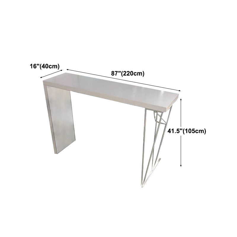 Industrial Style Bar Table 42-inch Height White Wood Top Metal Base Bistro Table Clearhalo 'Bar Furniture' 'Bar Tables' 'bar_tables' 'furn' 'furn_bar_tables' 'Furniture' 'furniture_bar_tables' 'Kitchen & Dining Furniture' 'kitchen&dining_furn' 'kitchen' 4372438