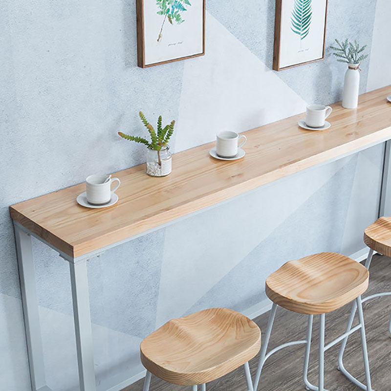 Industrial Bar Table 42-inch Height Original Wood Top Metal Base Bistro Table, Only Table Clearhalo 'Bar Furniture' 'Bar Tables' 'bar_tables' 'furn' 'furn_bar_tables' 'Furniture' 'furniture_bar_tables' 'Kitchen & Dining Furniture' 'kitchen&dining_furn' 'kitchen' 4372446