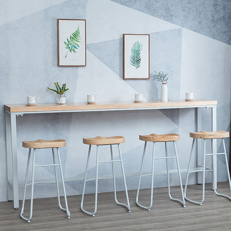 Industrial Bar Table 42-inch Height Original Wood Top Metal Base Bistro Table, Only Table Clearhalo 'Bar Furniture' 'Bar Tables' 'bar_tables' 'furn' 'furn_bar_tables' 'Furniture' 'furniture_bar_tables' 'Kitchen & Dining Furniture' 'kitchen&dining_furn' 'kitchen' 4372449